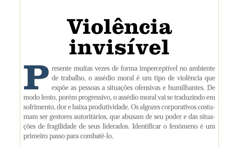 Violência Invisível e Assédio Moral