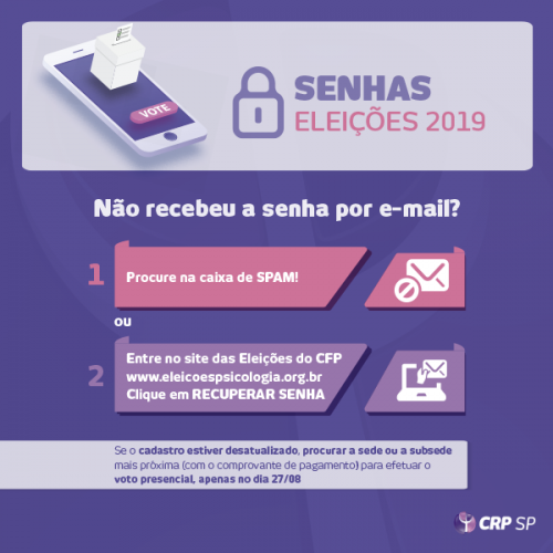 CRP SP informa - Senhas das Eleições 2019